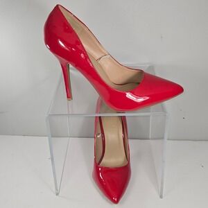 Wild Diva Lounge Red Patent Pointed Toe Stiletto Pumps Heels Size 8.5